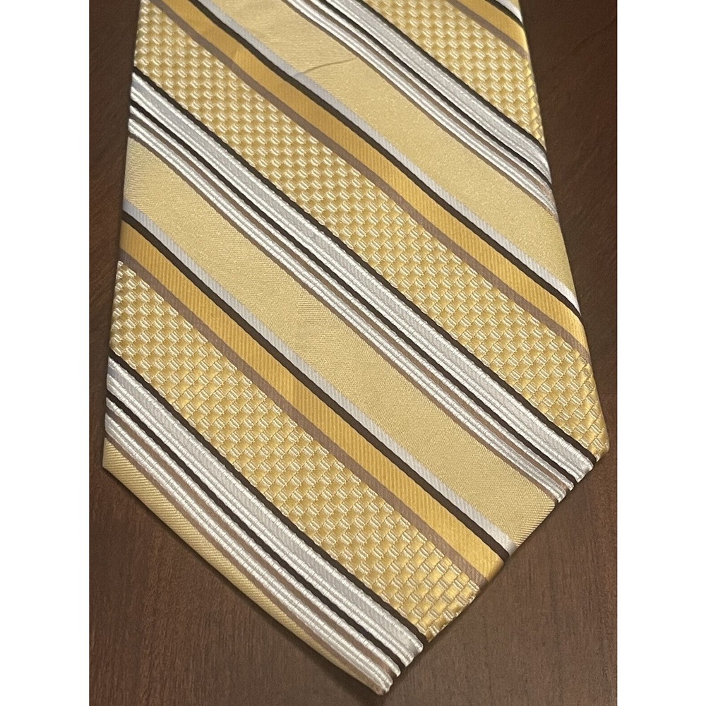 Roberto lorenzo Colletion Gold Gray 100% Microfiber Men’s Neck Tie